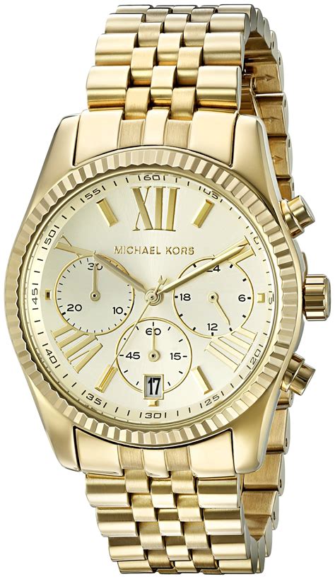 michael kors oversized lexington gold-tone watch|Michael Kors chronograph watch.